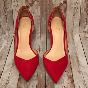 Red suede heels